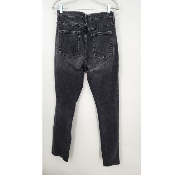 Agolde Freya High Rise Slim Button Fly‎ Jeans Size 27 Black Salt Wash - Picture 6 of 9